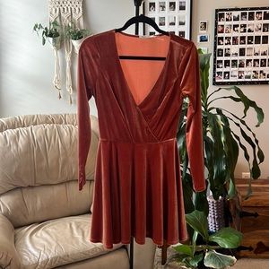 Kimchi Blue orange velvet dress